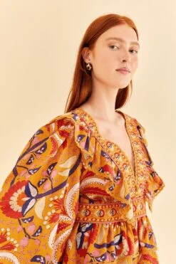 Farm Rio Yellow Palms Party Ruffle Blouse -Farm Rio 312021 03