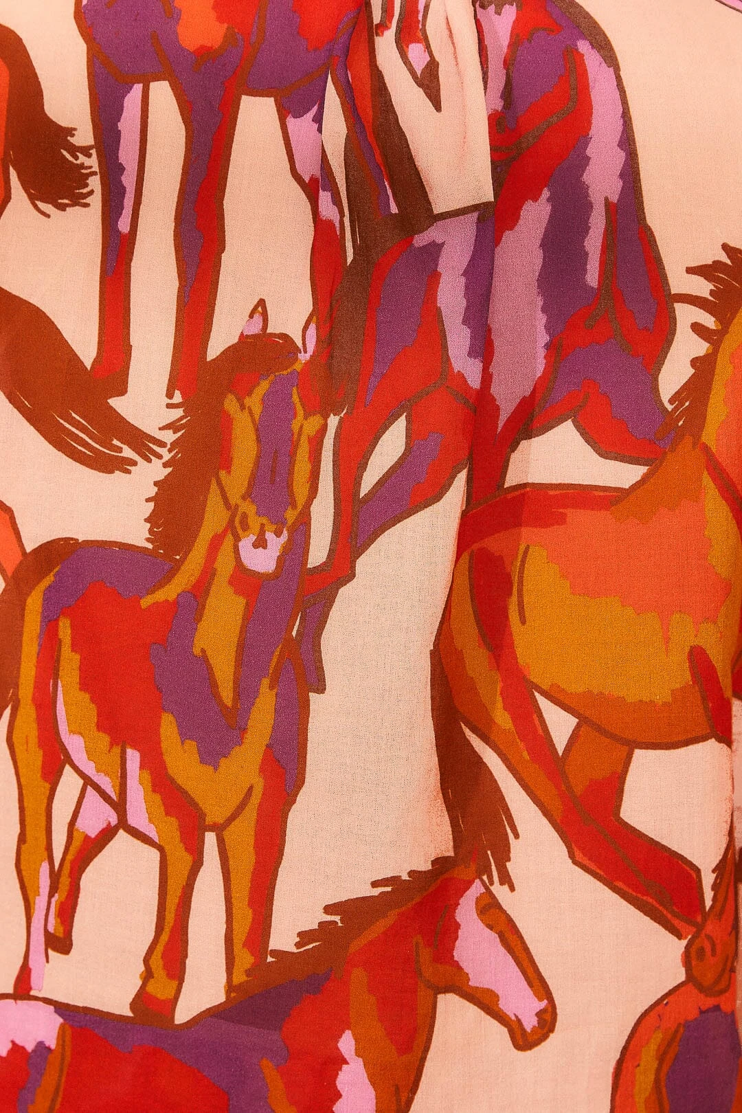 Farm Rio Rose Wild Horses Bow Neck Tie Blouse 7 Farm Rio Rose Wild Horses Bow Neck Tie Blouse - Image 5