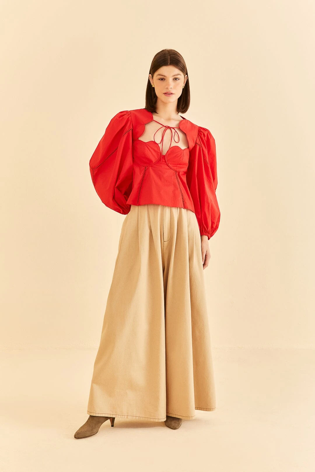 Farm Rio Red Heart Shaped Neckline Blouse 4 Farm Rio Red Heart Shaped Neckline Blouse - Image 2