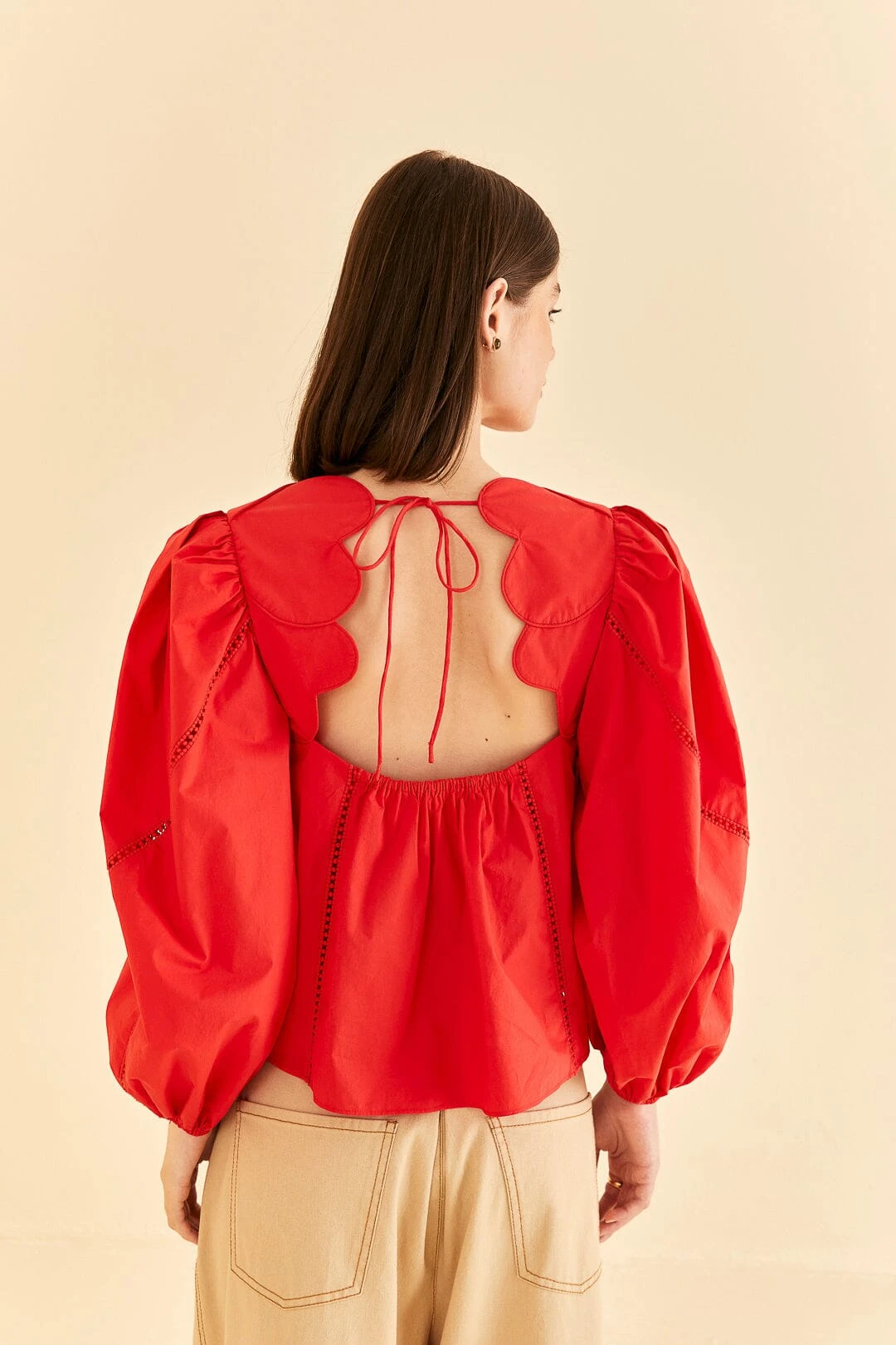 Farm Rio Red Heart Shaped Neckline Blouse 5 Farm Rio Red Heart Shaped Neckline Blouse - Image 3