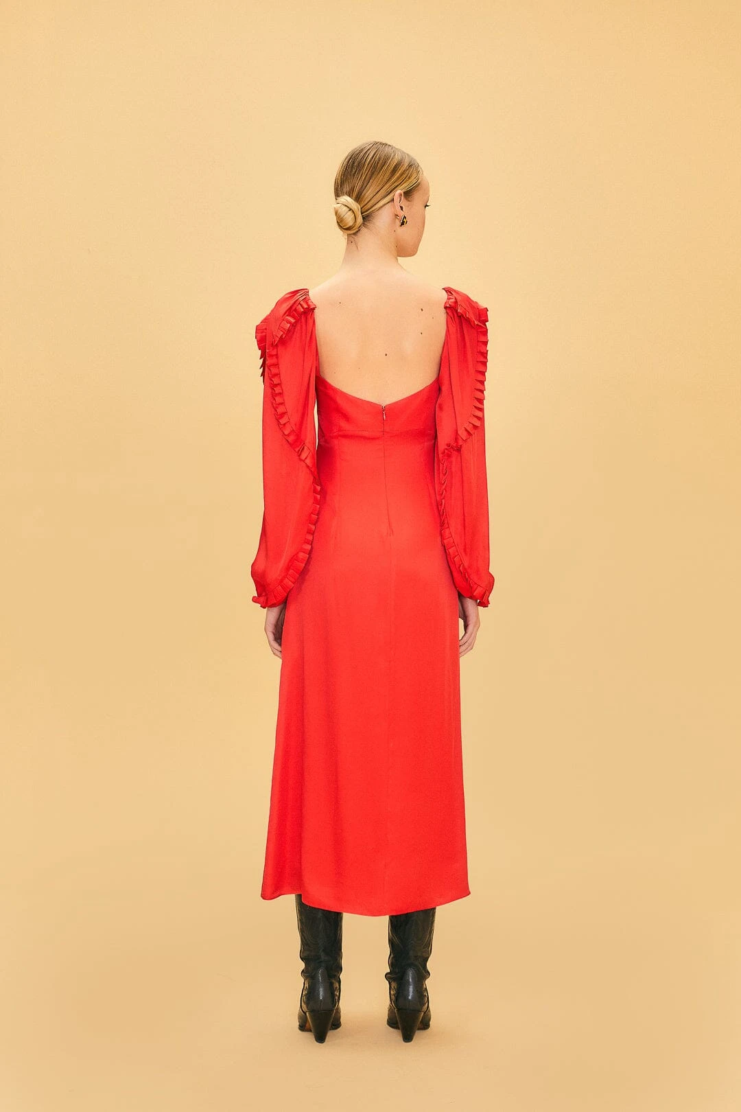 Farm Rio Red Heart Shaped Neckline Long Sleeve Midi Dress 5 Farm Rio Red Heart Shaped Neckline Long Sleeve Midi Dress - Image 3