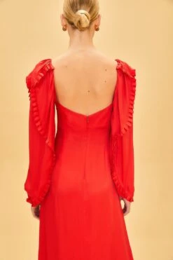 Farm Rio Red Heart Shaped Neckline Long Sleeve Midi Dress 13 Farm Rio Red Heart Shaped Neckline Long Sleeve Midi Dress -Farm Rio 312027 05