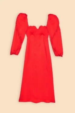 Farm Rio Red Heart Shaped Neckline Long Sleeve Midi Dress 15 Farm Rio Red Heart Shaped Neckline Long Sleeve Midi Dress -Farm Rio 312027 07 1
