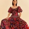 Farm Rio Brown Bright Flora Short Sleeve Midi Dress 2 Farm Rio Brown Bright Flora Short Sleeve Midi Dress -Farm Rio 312040 01