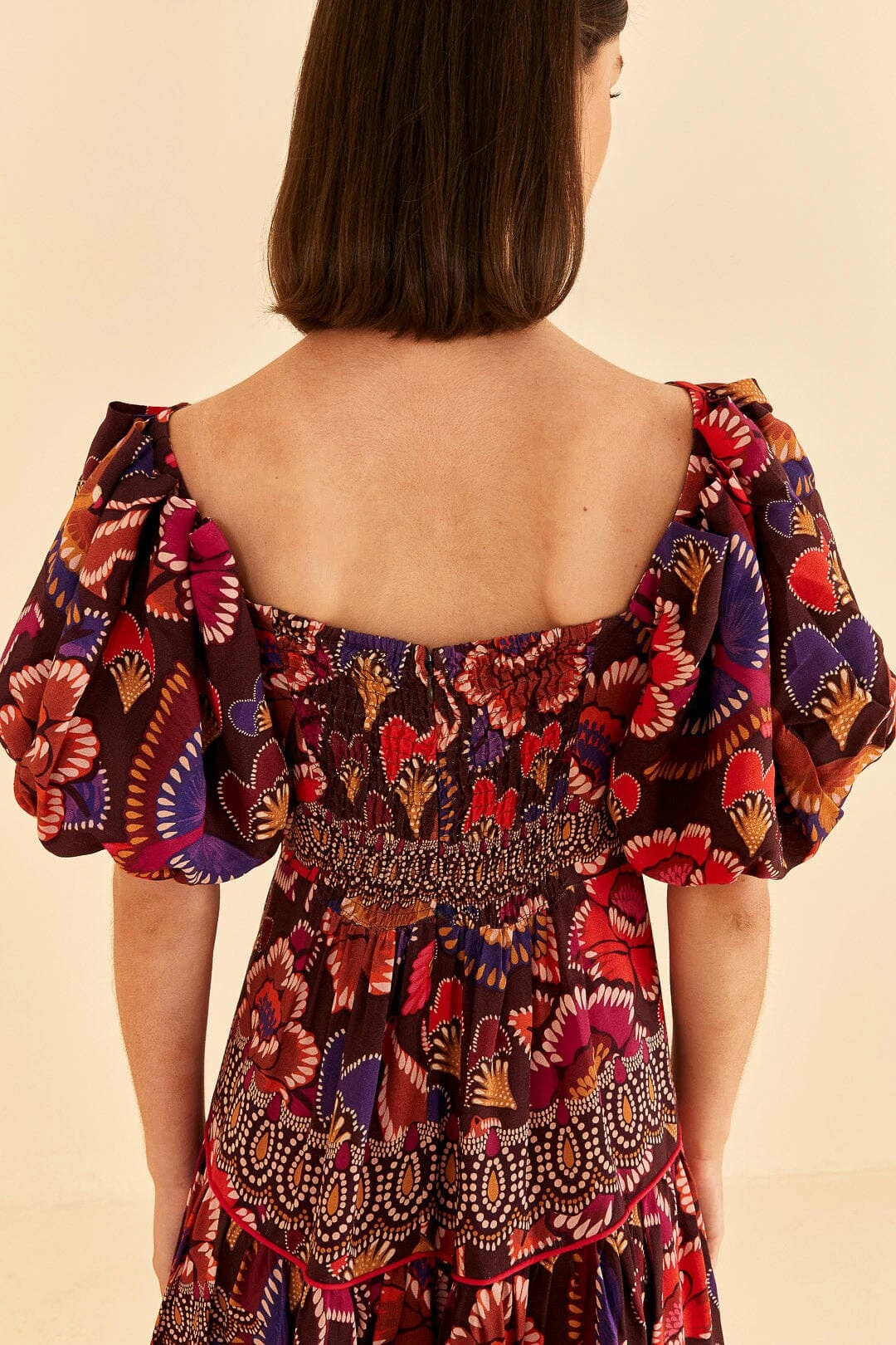 Farm Rio Brown Bright Flora Short Sleeve Midi Dress 7 Farm Rio Brown Bright Flora Short Sleeve Midi Dress - Image 5