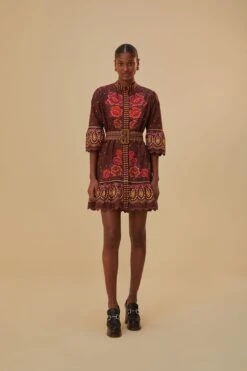 Farm Rio Brown Bright Flora Short Sleeve Mini Dress 9 Farm Rio Brown Bright Flora Short Sleeve Mini Dress -Farm Rio 312050 03