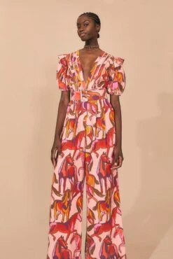 Farm Rio Rose Wild Horses Pleated Short Sleeve Jumpsuit 11 Farm Rio Rose Wild Horses Pleated Short Sleeve Jumpsuit -Farm Rio 312232 02 1