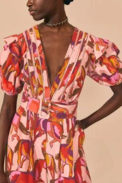 Farm Rio Rose Wild Horses Pleated Short Sleeve Jumpsuit 12 Farm Rio Rose Wild Horses Pleated Short Sleeve Jumpsuit -Farm Rio 312232 03 1