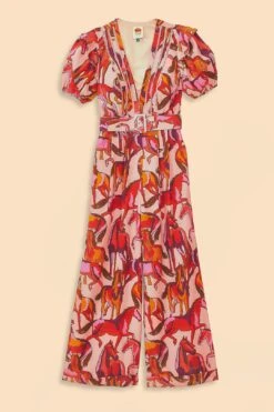 Farm Rio Rose Wild Horses Pleated Short Sleeve Jumpsuit 15 Farm Rio Rose Wild Horses Pleated Short Sleeve Jumpsuit -Farm Rio 312232 06 1