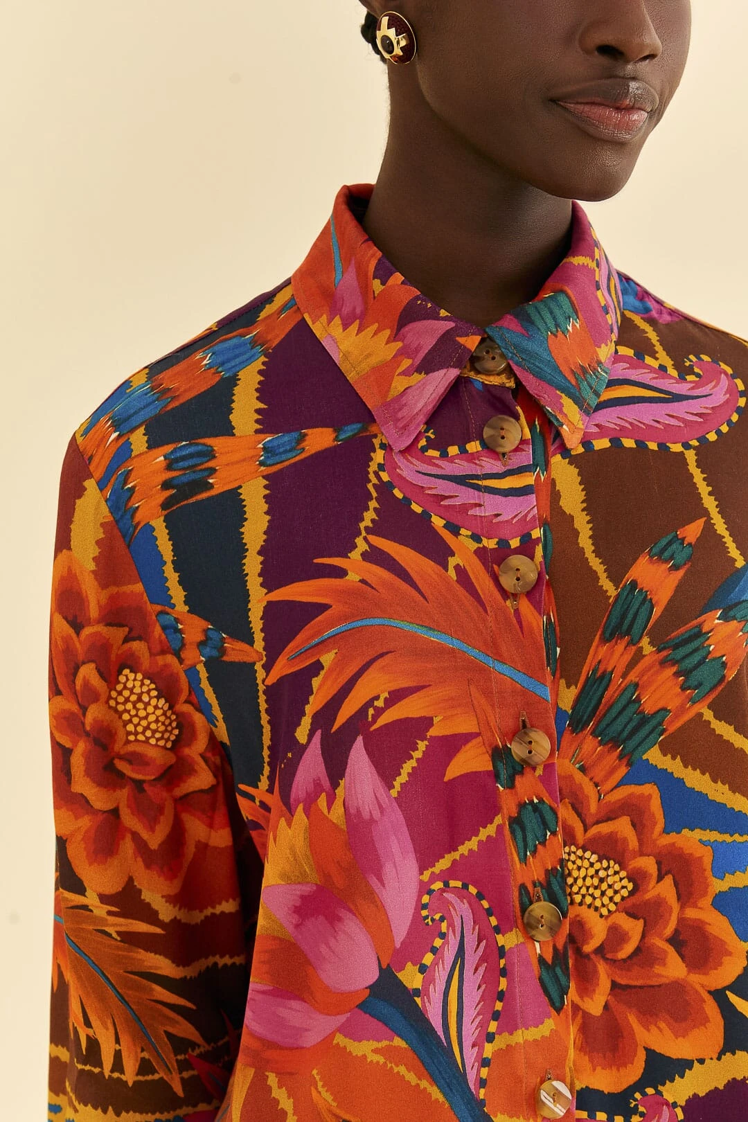 Farm Rio Vintage Wave Multicolor Long Sleeve Shirt 4 Farm Rio Vintage Wave Multicolor Long Sleeve Shirt - Image 2