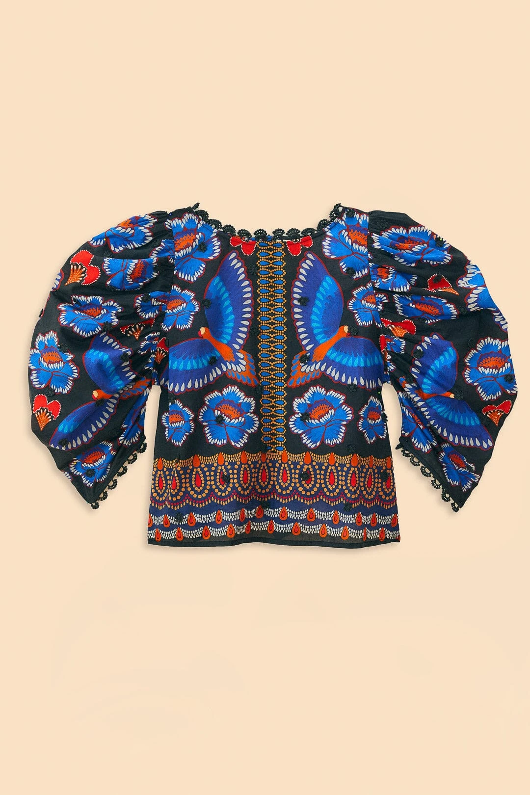 Farm Rio Black Ainika Sparkle Short Sleeve Blouse 7 Farm Rio Black Ainika Sparkle Short Sleeve Blouse - Image 5