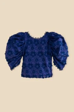 Farm Rio Navy Blue 3d Star Texture Blouse -Farm Rio 312282 07