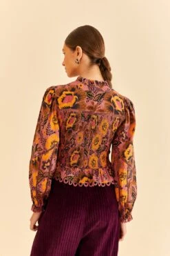 Farm Rio Blush Garden Bloom Smocked Blouse -Farm Rio 312287 03