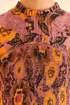 Farm Rio Blush Garden Bloom Smocked Blouse -Farm Rio 312287 05