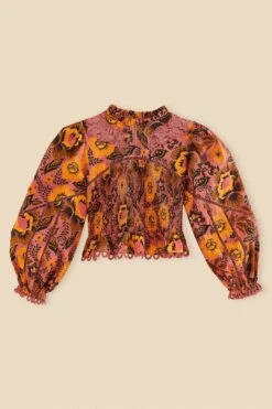 Farm Rio Blush Garden Bloom Smocked Blouse -Farm Rio 312287 06