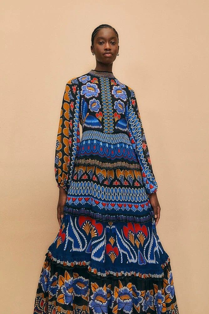 Farm Rio Black Ainika Sparkle Long Sleeve Maxi Dress 3 Farm Rio Black Ainika Sparkle Long Sleeve Maxi Dress