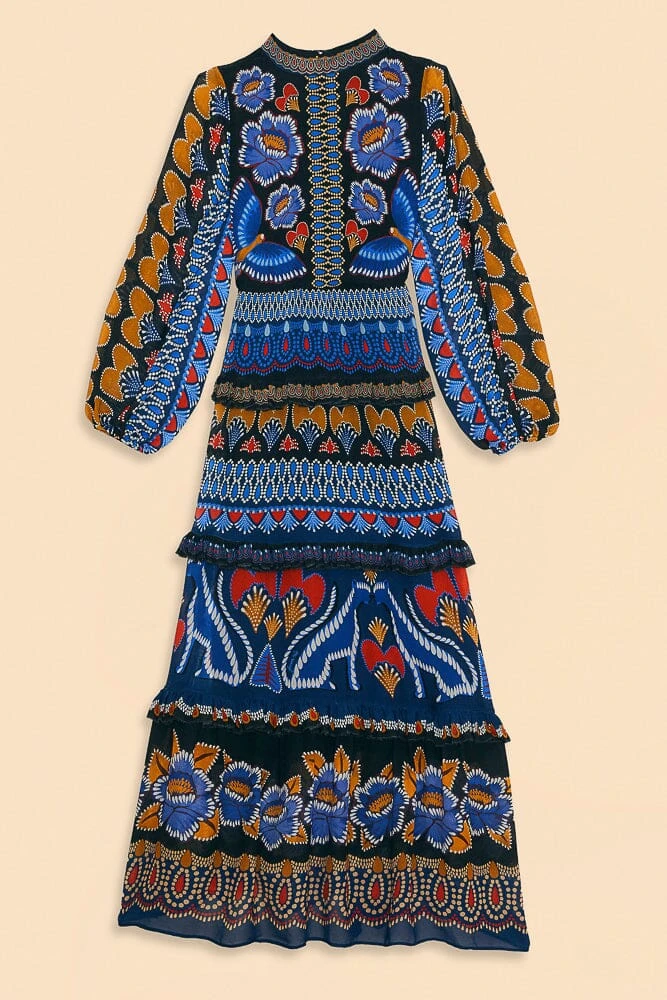 Farm Rio Black Ainika Sparkle Long Sleeve Maxi Dress 8 Farm Rio Black Ainika Sparkle Long Sleeve Maxi Dress - Image 6