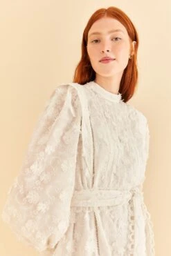 Farm Rio Off-White 3d Flower Pleated Mini Dress 13 Farm Rio Off-White 3d Flower Pleated Mini Dress -Farm Rio 312366 03