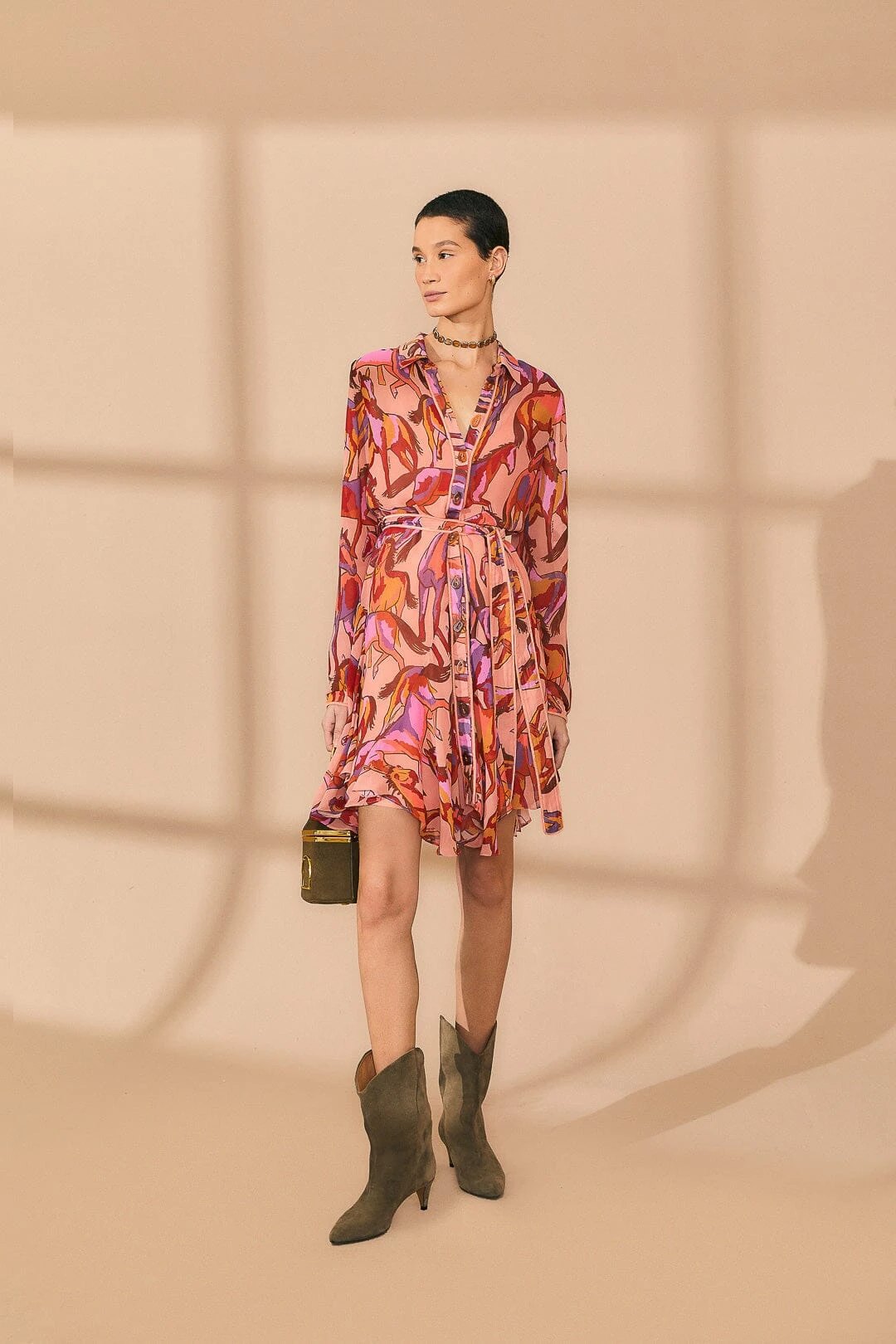 Farm Rio Rose Wild Horses Long Sleeve Mini Dress 3 Farm Rio Rose Wild Horses Long Sleeve Mini Dress