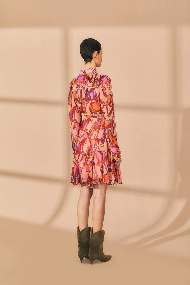 Farm Rio Rose Wild Horses Long Sleeve Mini Dress 6 Farm Rio Rose Wild Horses Long Sleeve Mini Dress - Image 4