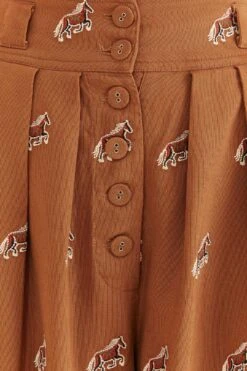 Farm Rio Caramel Embroidered Horses Pants 12 Farm Rio Caramel Embroidered Horses Pants -Farm Rio 312388 05