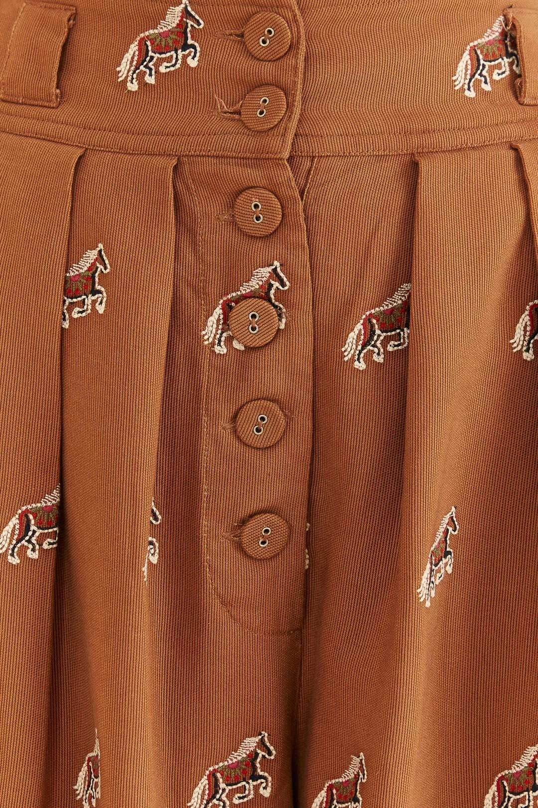 Farm Rio Caramel Embroidered Horses Pants 7 Farm Rio Caramel Embroidered Horses Pants - Image 5