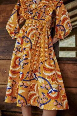 Farm Rio Yellow Palms Party Midi Dress 13 Farm Rio Yellow Palms Party Midi Dress -Farm Rio 312461 05