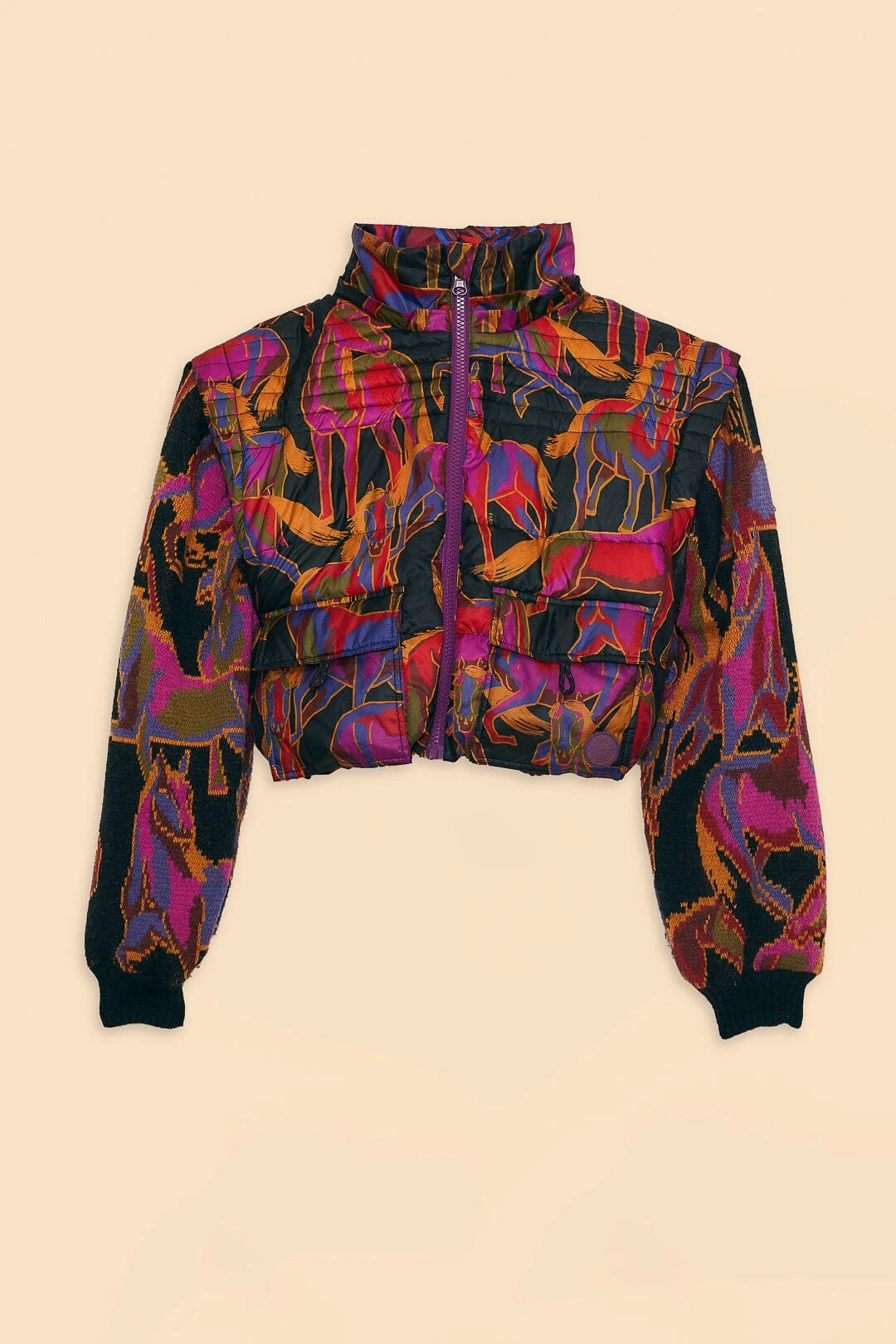 Farm Rio Black Wild Horses Reversible Puffer Jacket 12 Farm Rio Black Wild Horses Reversible Puffer Jacket - Image 10