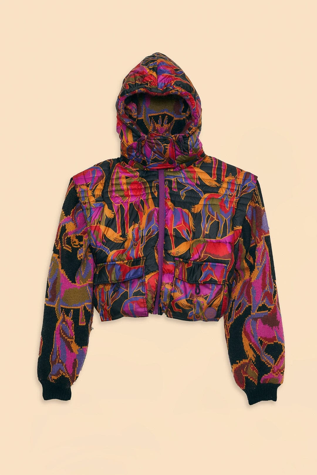 Farm Rio Black Wild Horses Reversible Puffer Jacket 11 Farm Rio Black Wild Horses Reversible Puffer Jacket - Image 9