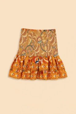 Farm Rio Yellow Palms Party Smocked Mini Skirt 13 Farm Rio Yellow Palms Party Smocked Mini Skirt -Farm Rio 312548 06