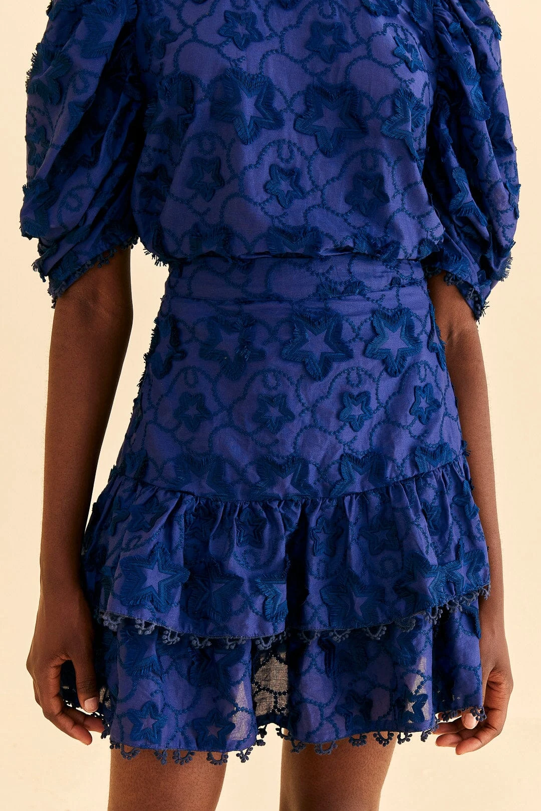 Farm Rio Navy Blue 3d Star Texture Mini Skirt 4 Farm Rio Navy Blue 3d Star Texture Mini Skirt - Image 2