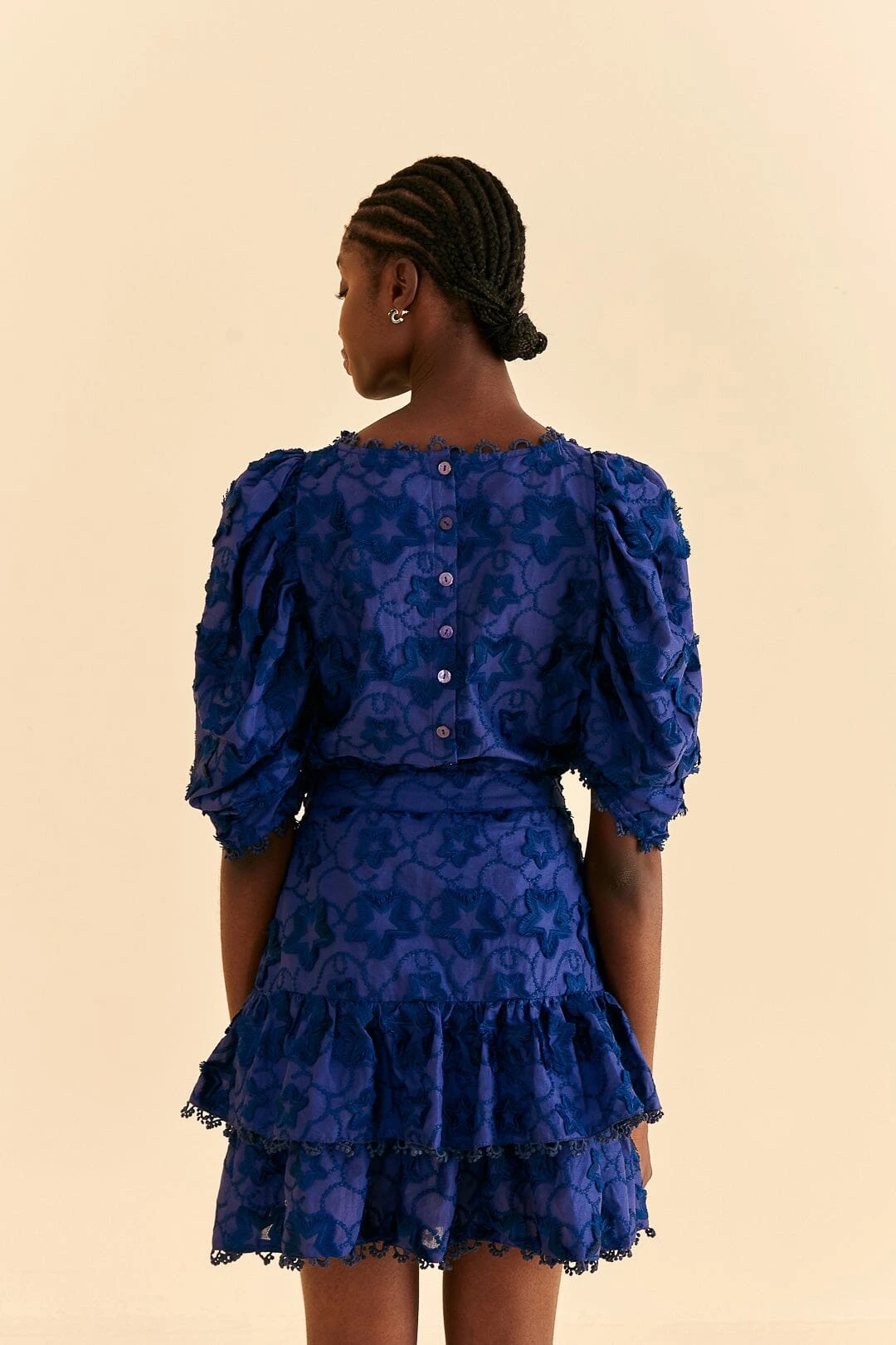 Farm Rio Navy Blue 3d Star Texture Mini Skirt 5 Farm Rio Navy Blue 3d Star Texture Mini Skirt - Image 3