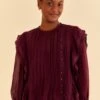 Farm Rio Burgundy Ruffle Blouse 2 Farm Rio Burgundy Ruffle Blouse -Farm Rio 312660 01