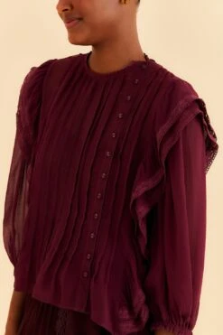 Farm Rio Burgundy Ruffle Blouse 10 Farm Rio Burgundy Ruffle Blouse -Farm Rio 312660 03