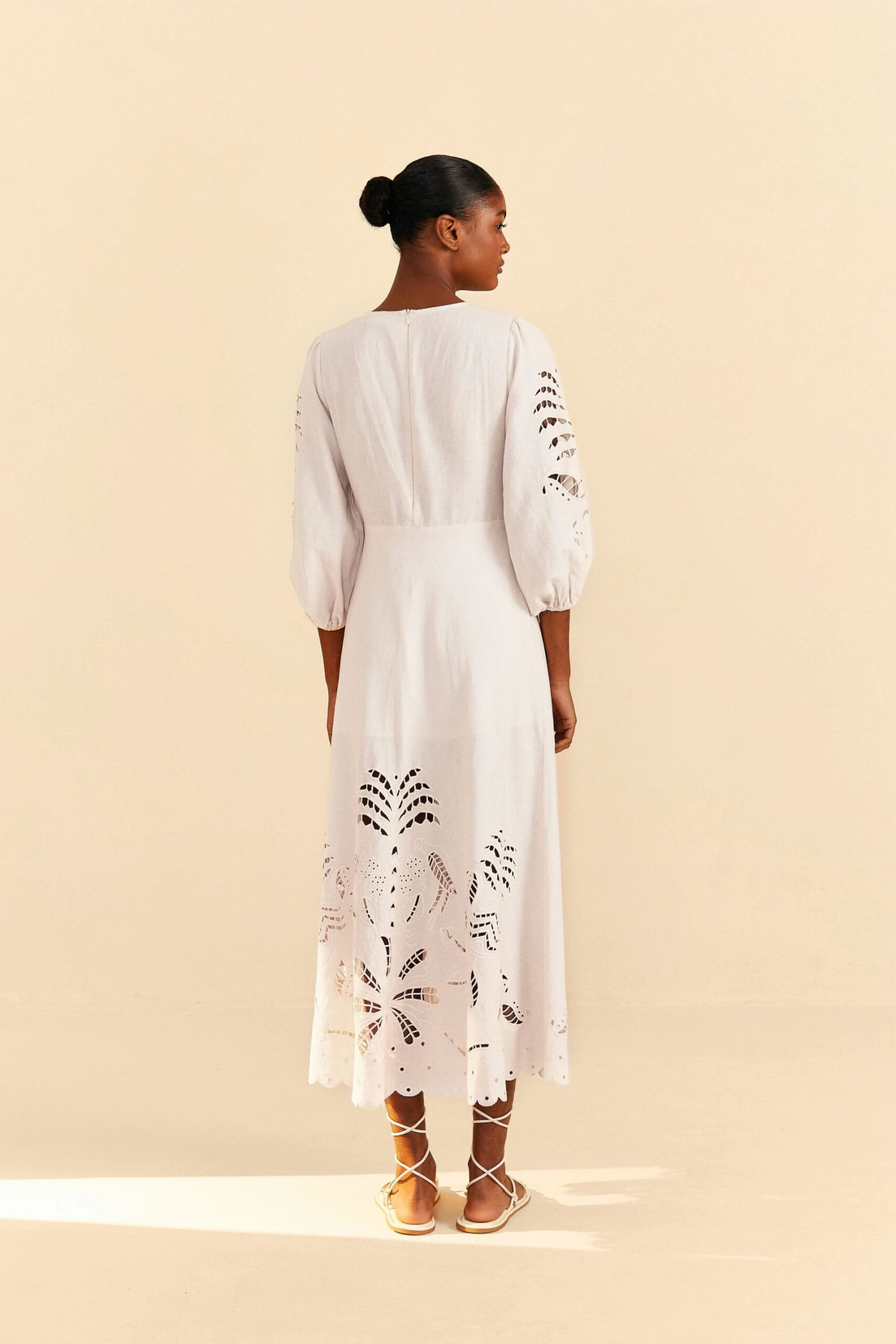Farm Rio Off-White Richelieu Cut Out Midi Dress 5 Farm Rio Off-White Richelieu Cut Out Midi Dress - Image 3