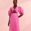 Farm Rio Pink Cut Out Short Sleeve Midi Dress 1 Farm Rio Pink Cut Out Short Sleeve Midi Dress -Farm Rio 313597 01