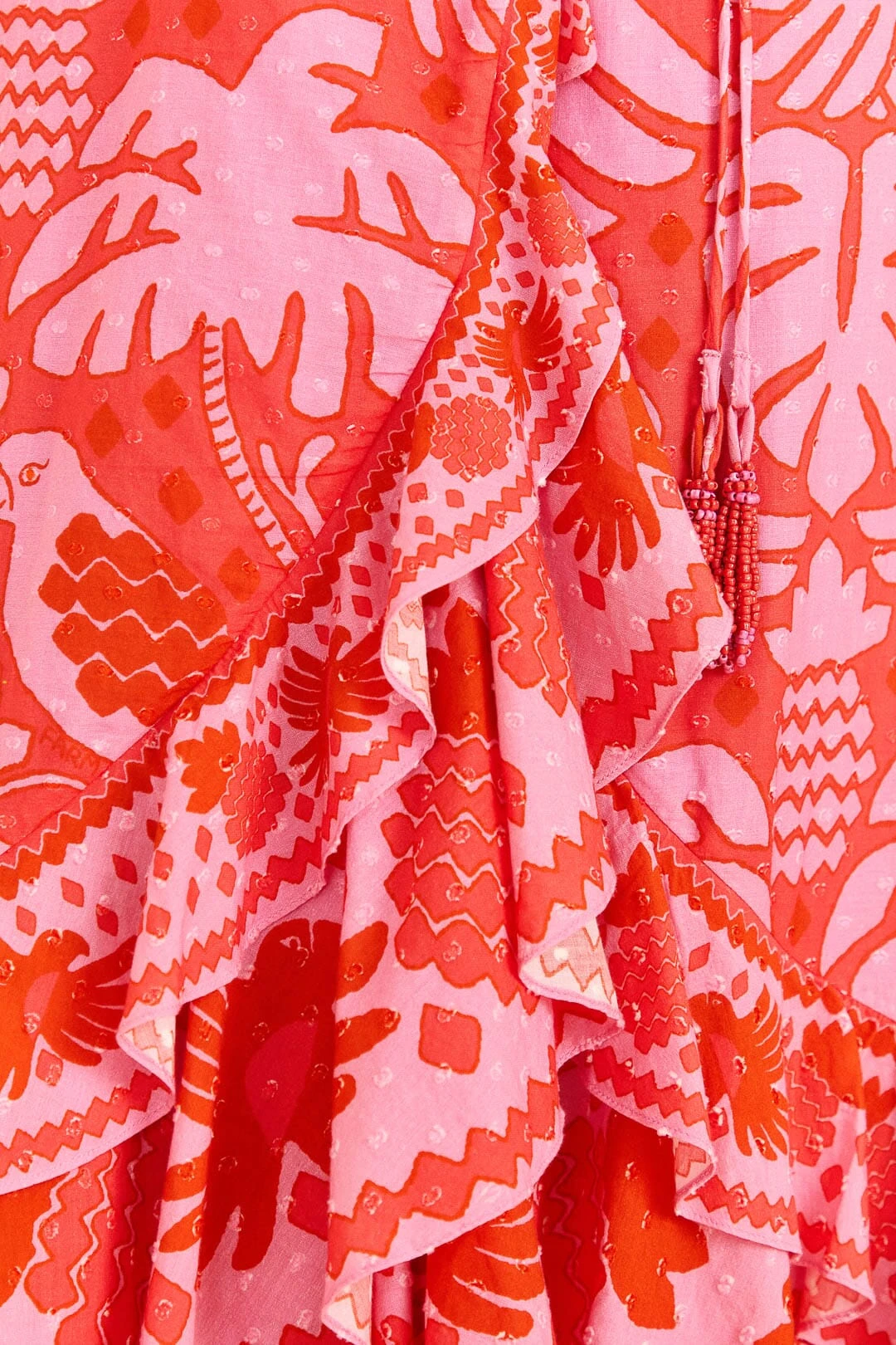 Farm Rio Red Jungle Scarf Wrap Midi Dress 6 Farm Rio Red Jungle Scarf Wrap Midi Dress - Image 4