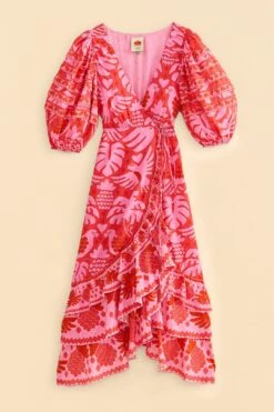 Farm Rio Red Jungle Scarf Wrap Midi Dress 11 Farm Rio Red Jungle Scarf Wrap Midi Dress -Farm Rio 313599 05