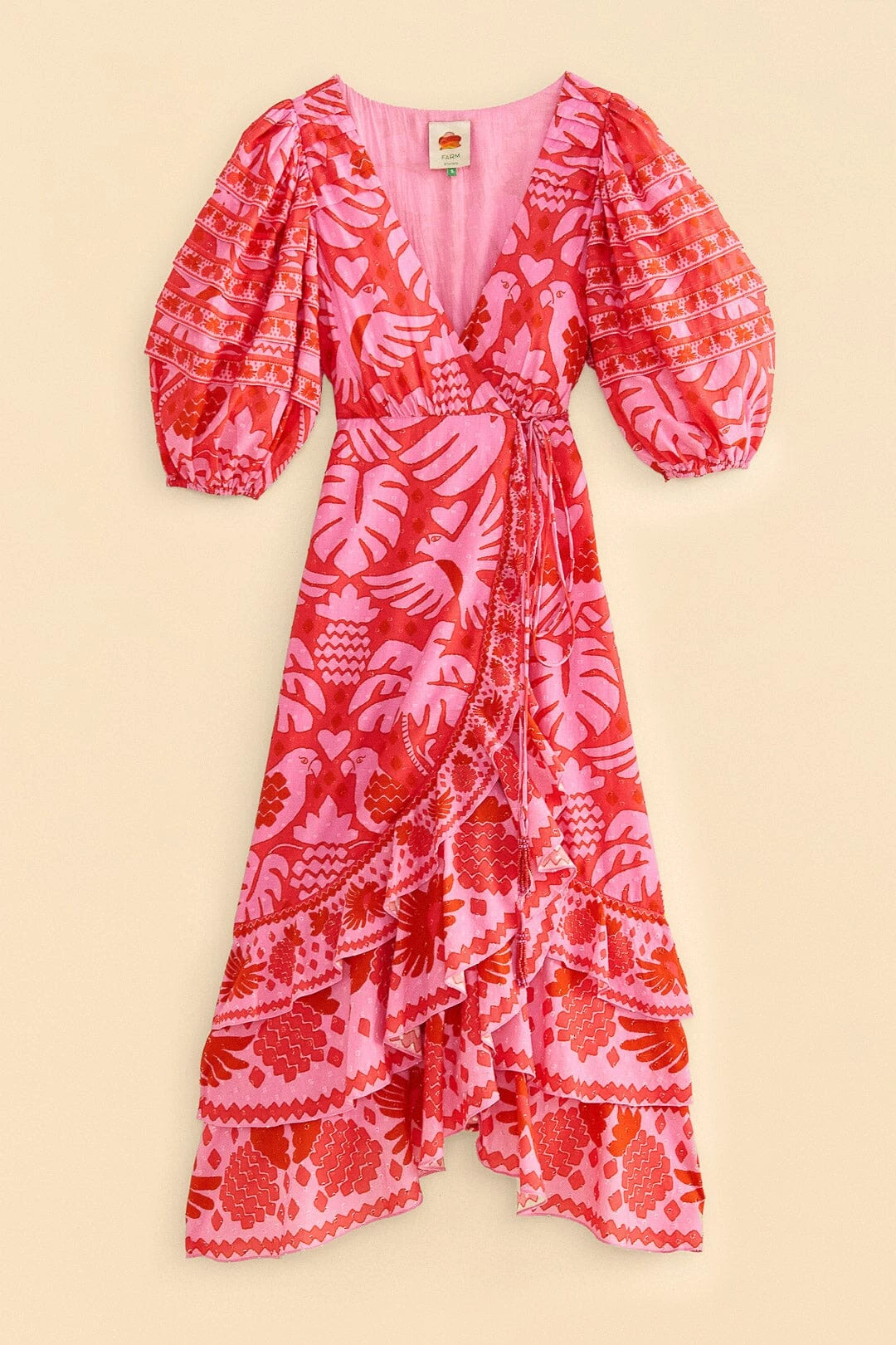 Farm Rio Red Jungle Scarf Wrap Midi Dress 7 Farm Rio Red Jungle Scarf Wrap Midi Dress - Image 5