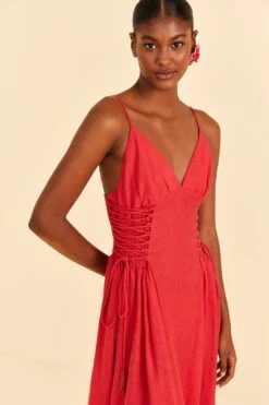 Farm Rio Red Sleeveless Midi Dress 9 Farm Rio Red Sleeveless Midi Dress -Farm Rio 313607 02