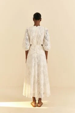 Farm Rio Off-White Richelieu Midi Dress -Farm Rio 313629 03