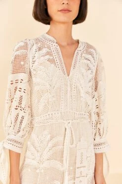 Farm Rio Off-White Morada Boa Guipure Dress -Farm Rio 313631 03