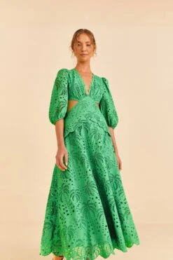 Farm Rio Green Richelieu Midi Dress -Farm Rio 313648 02