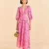 Farm Rio Pink Richelieu Midi Dress 1 Farm Rio Pink Richelieu Midi Dress -Farm Rio 313649 01
