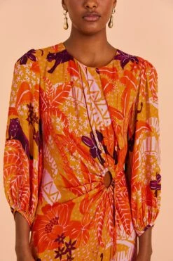 Farm Rio Beige Jungle Panther Lenzing™ Ecovero™ Viscose Midi Dress -Farm Rio 313673 03