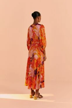 Farm Rio Beige Jungle Panther Lenzing™ Ecovero™ Viscose Midi Dress -Farm Rio 313673 05