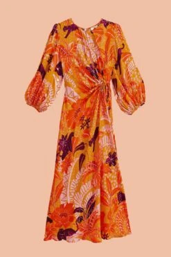 Farm Rio Beige Jungle Panther Lenzing™ Ecovero™ Viscose Midi Dress -Farm Rio 313673 07