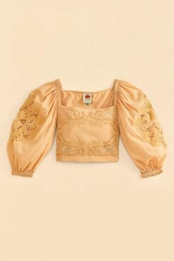 Farm Rio Dark Sand Lace Blouse -Farm Rio 313679 06