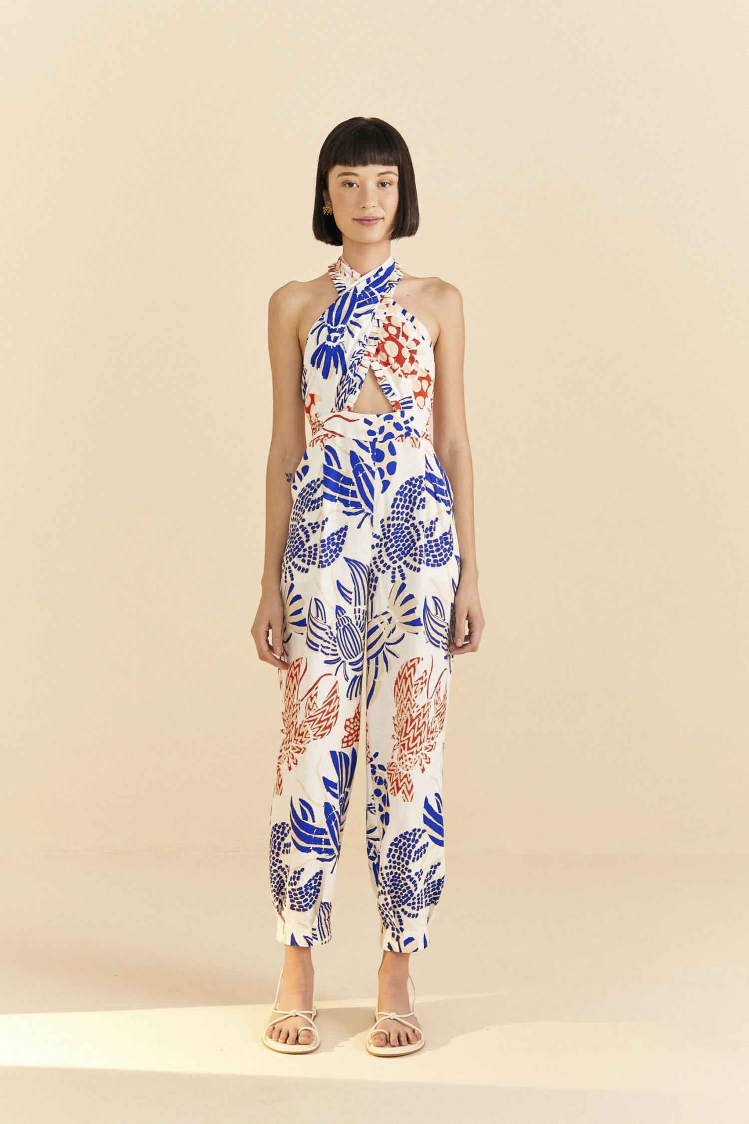 Farm Rio Off-White Mixed Lobsters Jumpsuit 4 Farm Rio Off-White Mixed Lobsters Jumpsuit - Image 2