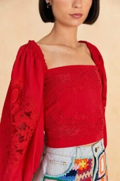 Farm Rio Red Lace Blouse -Farm Rio 313682 03